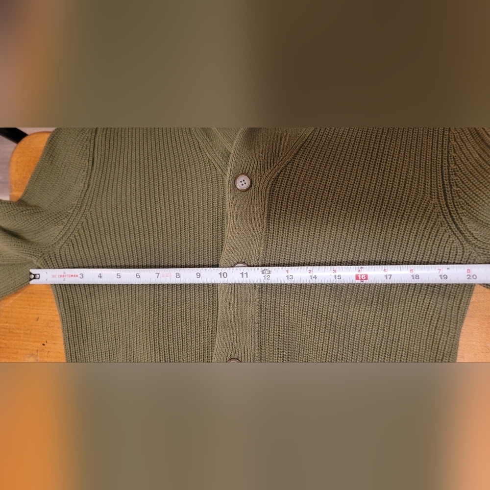 100% Cotton Sun & Stone Men's Alvin Cardigan Sweater In Olive Green Sz L - Picture 5 of 7